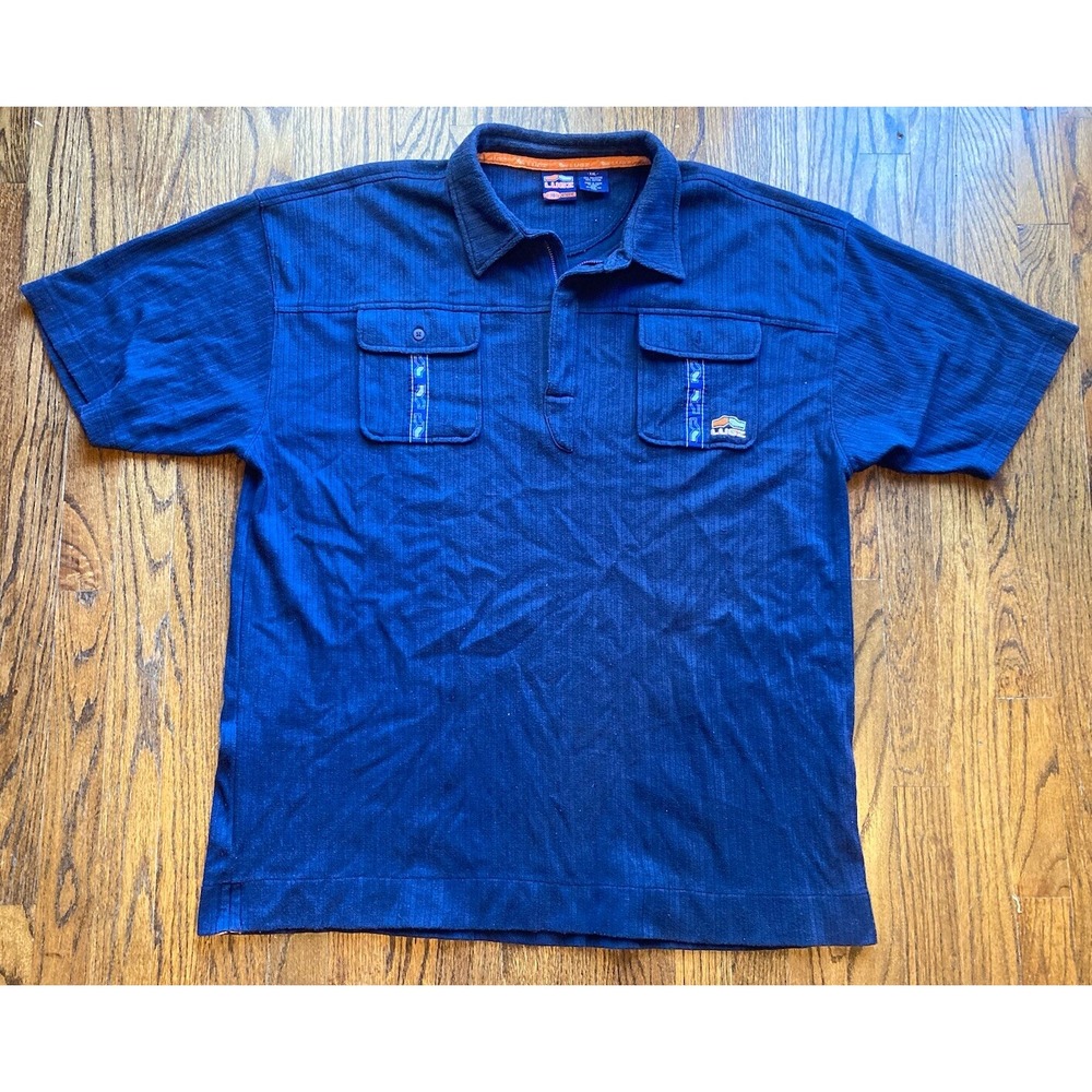 Vintage Y2K Lugz 1/4 Zip Polo Shirt Mens 2XL Hip Hop Blue Streetwear Pockets
